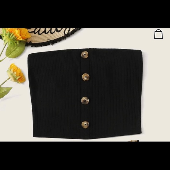 Button Front Rib-Knit Tube Top - Picture 1 of 1